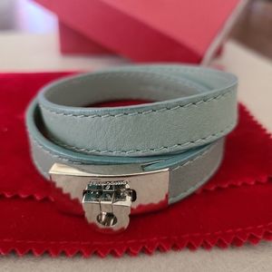 Salvatore Ferragamo blue leather bracelet